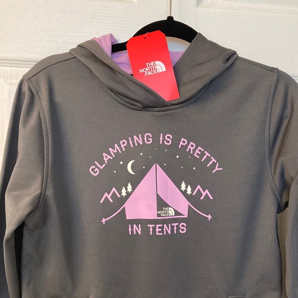 The North Face Hoodie Girls XL 18 Graphic “GLAMPING IS PRETTY IN TENTS” - Picture 2 of 8